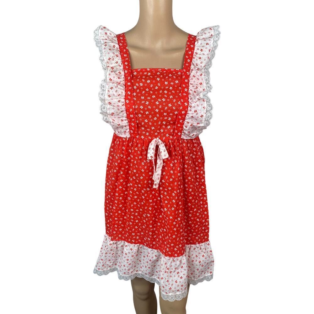 Vintage 70s Gunne Sax Style Patchwork Floral Sundress XS/S Milkmaid Prairie Red